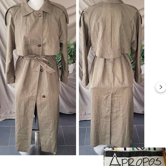 Vintage Oversized Army Green Trench Coat: Unisex Retro Style (M-2XL) - Picture 4 of 6